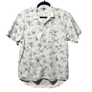 Vintage Gramicci Short Sleeve Button Up Shirt Southwestern White Horse Print M
